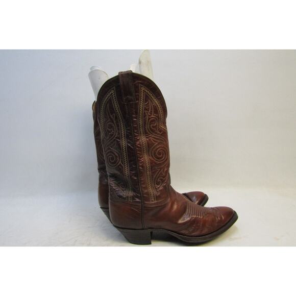 Justin Mens Size 9 E Brown Leather Cowboy Western Boots
